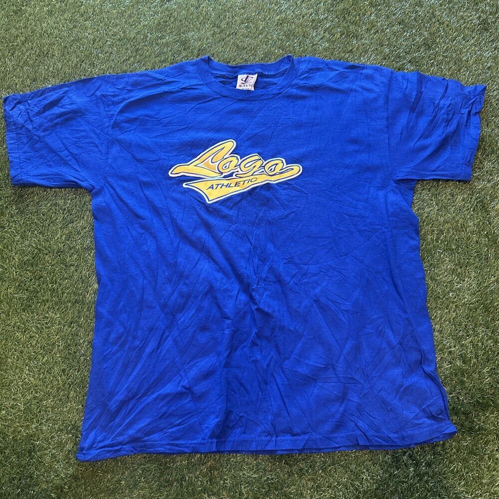 Vintage 90’s Logo Athletic Mens Size XL Blue Pop Out Logo Tee Shirt Rare